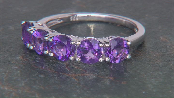 Purple Amethyst Rhodium Over Sterling Silver Band Ring 1.90ctw Video Thumbnail