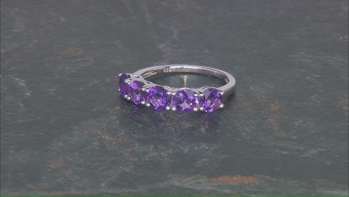 Purple Amethyst Rhodium Over Sterling Silver Band Ring 1.90ctw Video Thumbnail