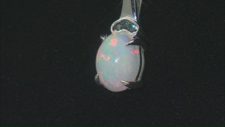 Multicolor Ethiopian Opal Rhodium Over Sterling Silver Pendant With Chain 0.72ctw Video Thumbnail