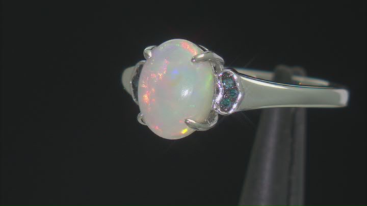 Multicolor Ethiopian Opal Rhodium Over Sterling Silver Ring 0.91ctw Video Thumbnail