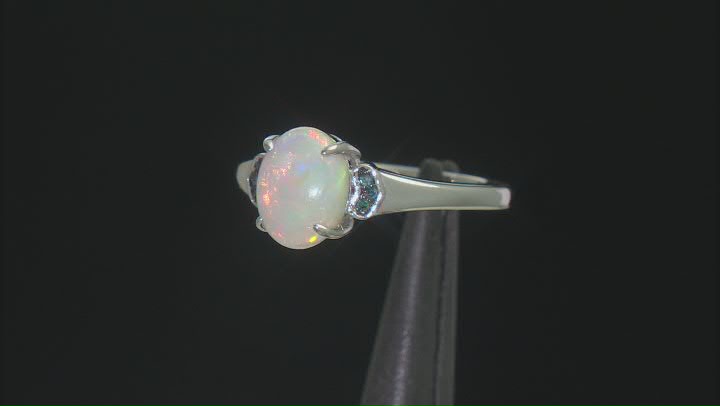 Multicolor Ethiopian Opal Rhodium Over Sterling Silver Ring 0.91ctw Video Thumbnail