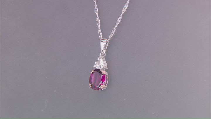 Raspberry Rhodolite Rhodium Over Sterling Silver Pendant With Chain 2.57ctw Video Thumbnail