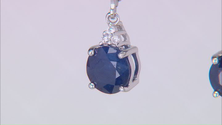 Blue Sapphire Rhodium Over Sterling Silver Earrings 3.40ctw Video Thumbnail