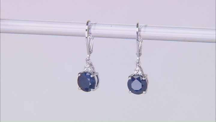 Blue Sapphire Rhodium Over Sterling Silver Earrings 3.40ctw Video Thumbnail