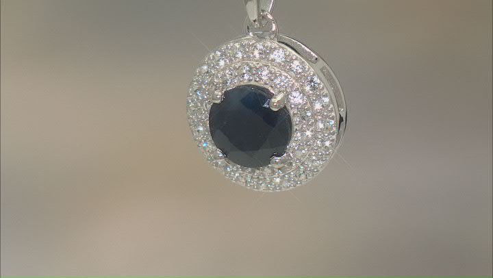 Blue Sapphire Rhodium Over Sterling Silver Pendant With Chain 1.67ctw Video Thumbnail