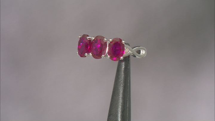 Lab Created Ruby Rhodium Over Sterling Silver Ring 2.94ctw Video Thumbnail