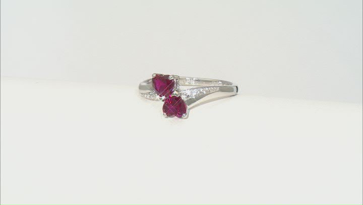 Lab Created Ruby Rhodium Over Sterling Silver Ring 1.03ctw Video Thumbnail