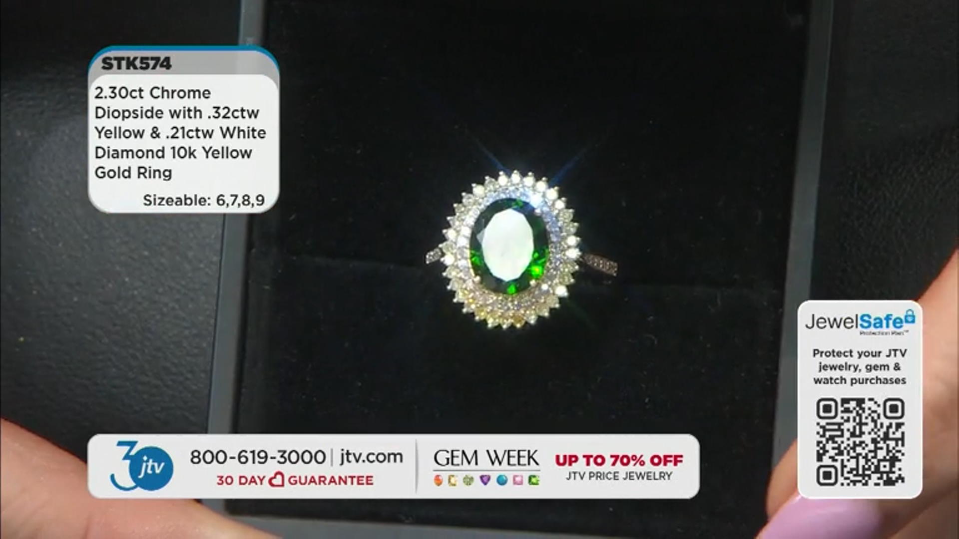 Chrome Diopside With Yellow And White Diamond 10k Yellow Gold Ring 2.83ctw Video Thumbnail