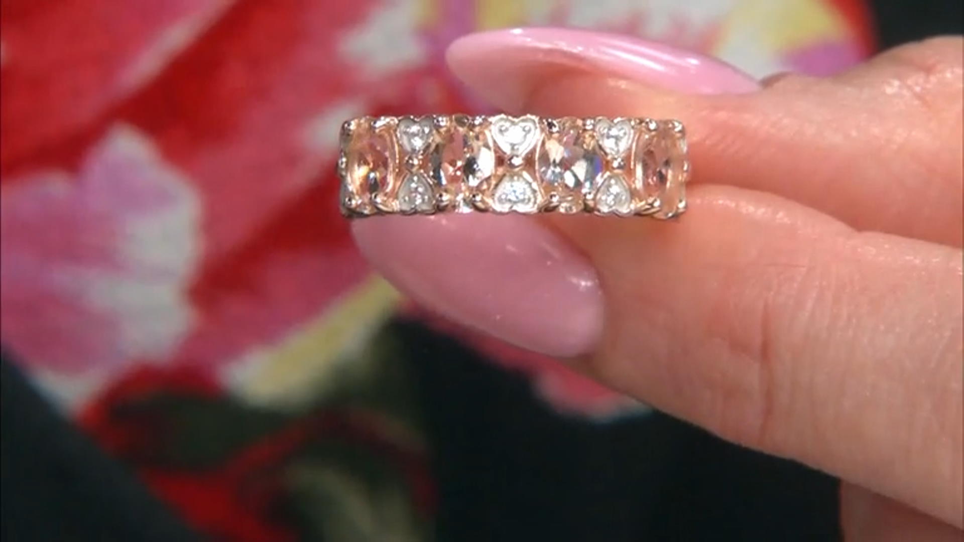 Morganite With White Zircon 18k Rose Gold Over Sterling Silver Ring 1.41ctw Video Thumbnail