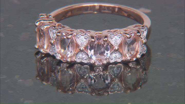 Morganite With White Zircon 18k Rose Gold Over Sterling Silver Ring 1.41ctw Video Thumbnail