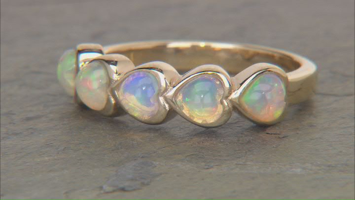 Honey Color Ethiopian Opal 18k Yellow Gold Over Sterling Silver Ring Video Thumbnail