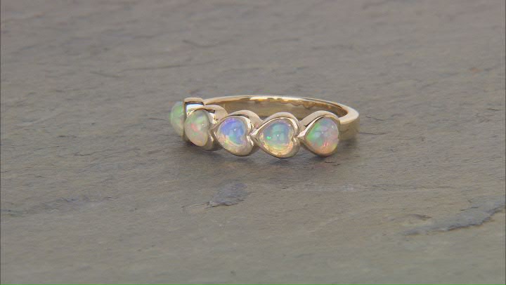 Honey Color Ethiopian Opal 18k Yellow Gold Over Sterling Silver Ring Video Thumbnail