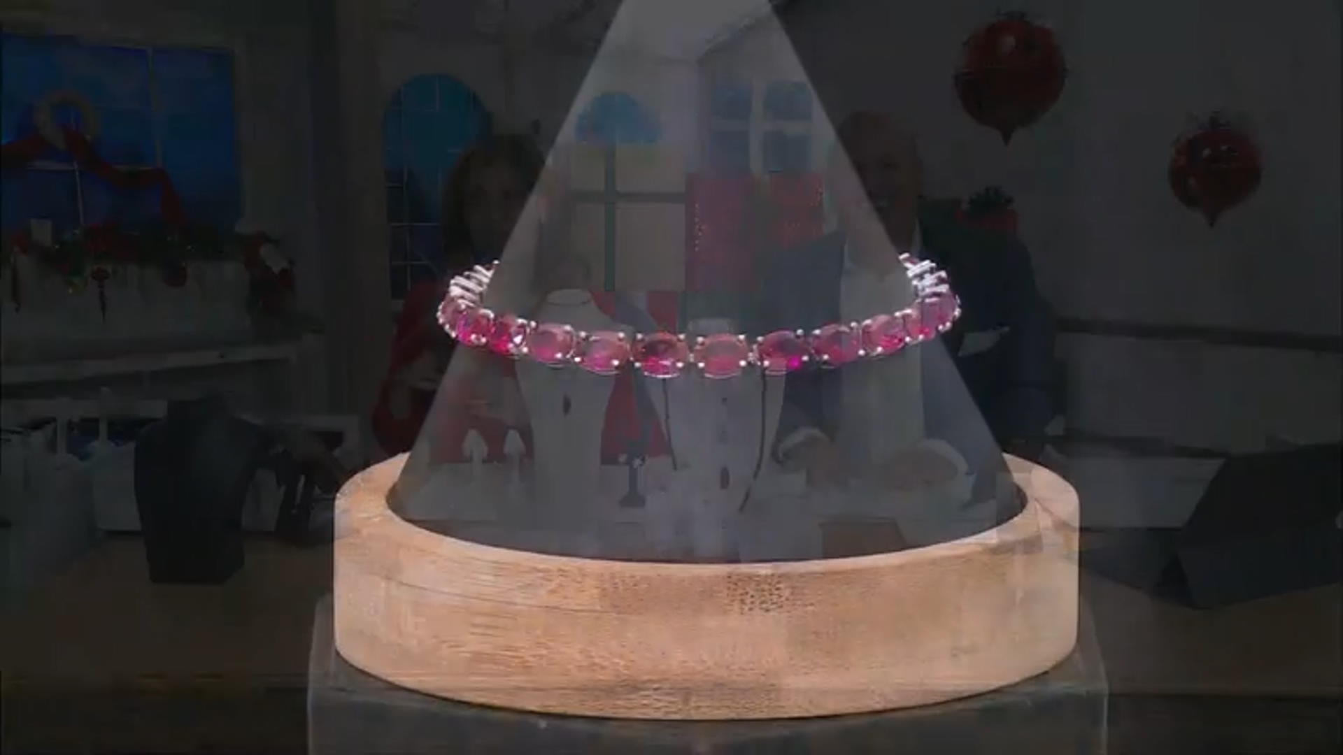 Red Lab Created Ruby Rhodium Over Sterling Silver Tennis Bracelet 20.19ctw Video Thumbnail
