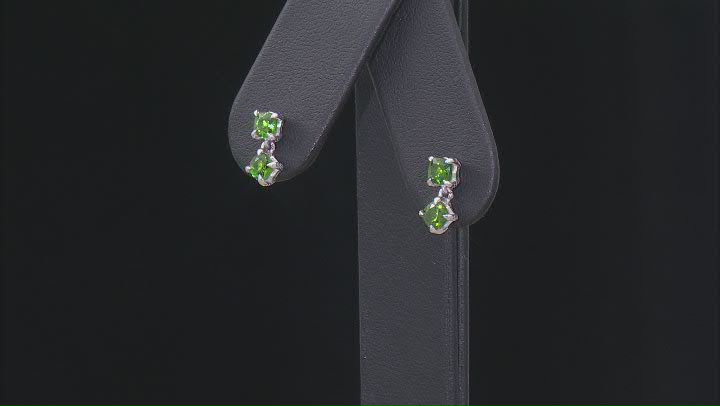 Green Chrome Diopside Rhodium Over Sterling Silver Earrings 1.05ctw Video Thumbnail