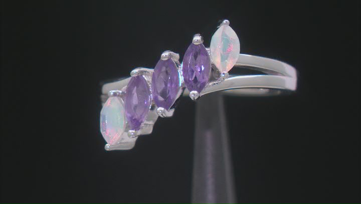 Purple Amethyst Rhodium Over Sterling Silver Ring 0.73ctw Video Thumbnail