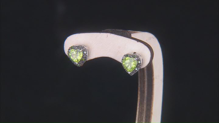 Green Peridot Rhodium Over Sterling Silver Stud Earrings 0.91ctw Video Thumbnail