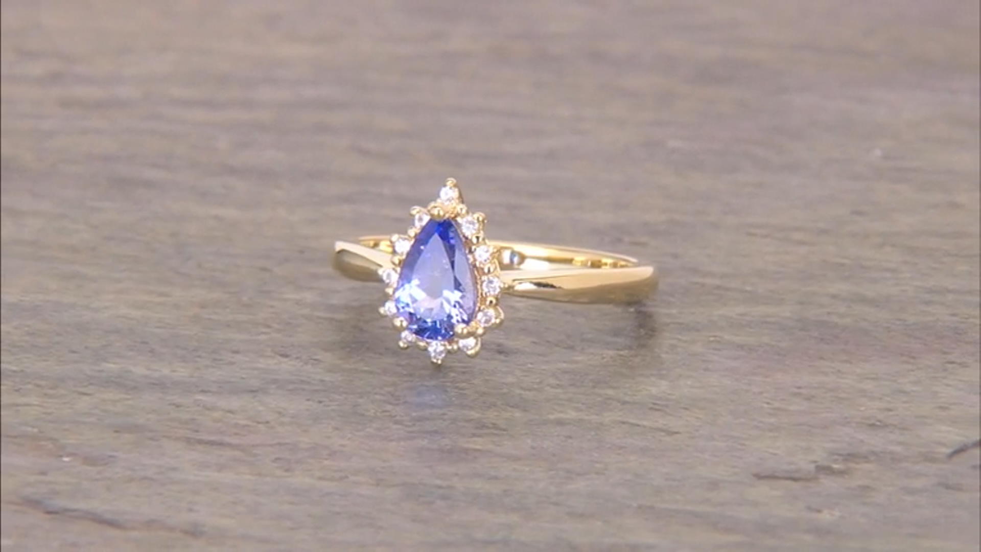 Blue Tanzanite 18k Yellow Gold Over Sterling Silver Ring 0.77ctw Video Thumbnail