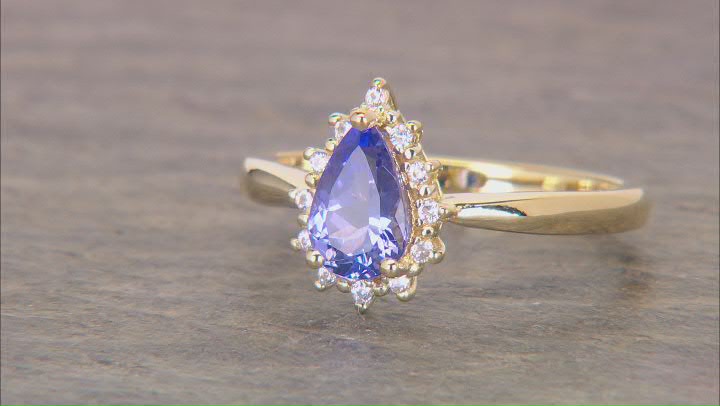 Blue Tanzanite 18k Yellow Gold Over Sterling Silver Ring 0.77ctw Video Thumbnail