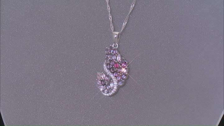 Multi-Color Spinel Rhodium Over Sterling Silver Pendant With Chain 2.04ctw Video Thumbnail