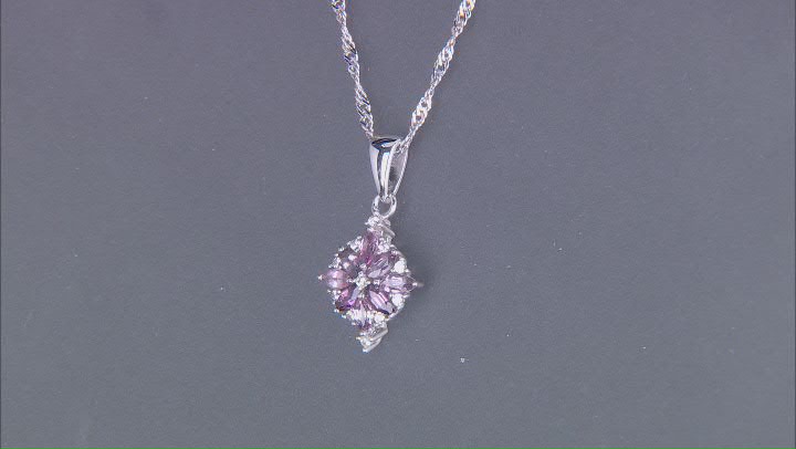 Multi-Color Spinel Rhodium Over Sterling Silver Pendant With Chain 0.64ctw Video Thumbnail