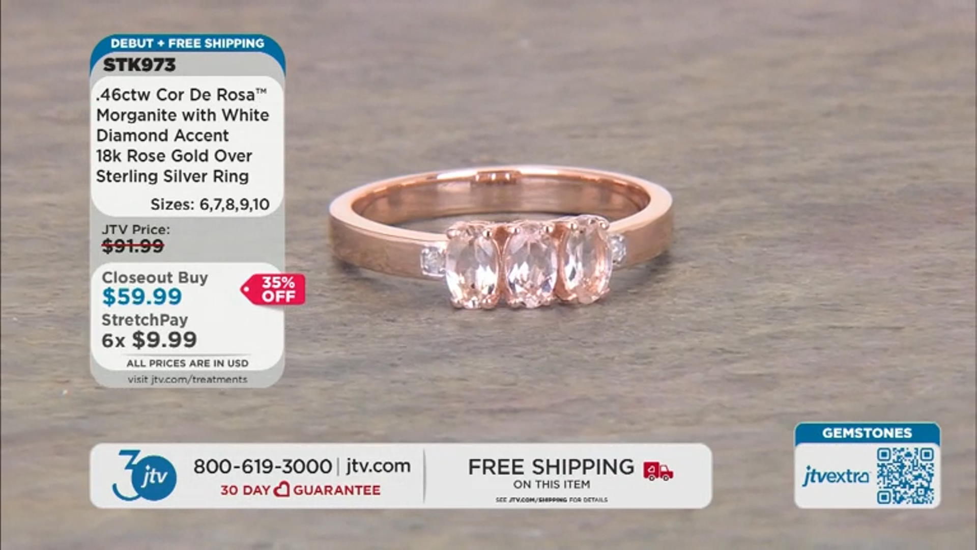 Morganite With White Diamond 18k Rose Gold Over Sterling Silver Ring 0.47ctw Video Thumbnail