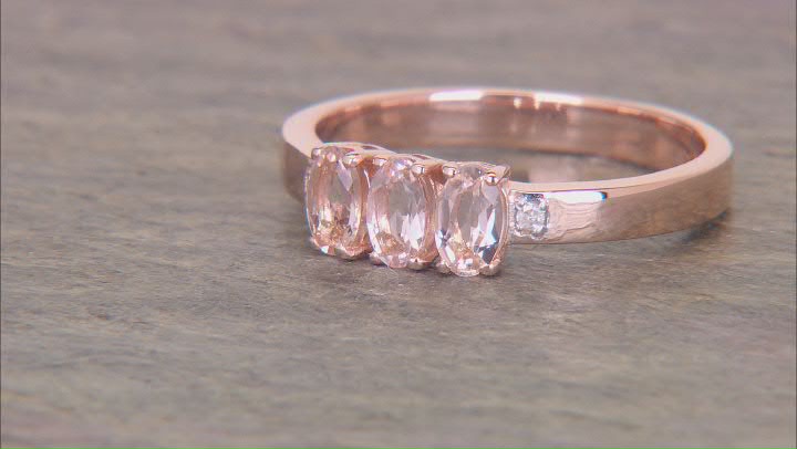 Morganite With White Diamond 18k Rose Gold Over Sterling Silver Ring 0.47ctw Video Thumbnail