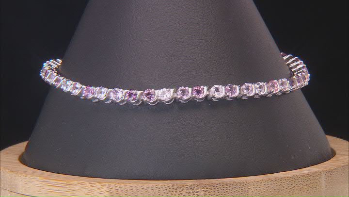 Multi-Color Spinel Rhodium Over Sterling Silver Tennis Bracelet 4.97ctw Video Thumbnail