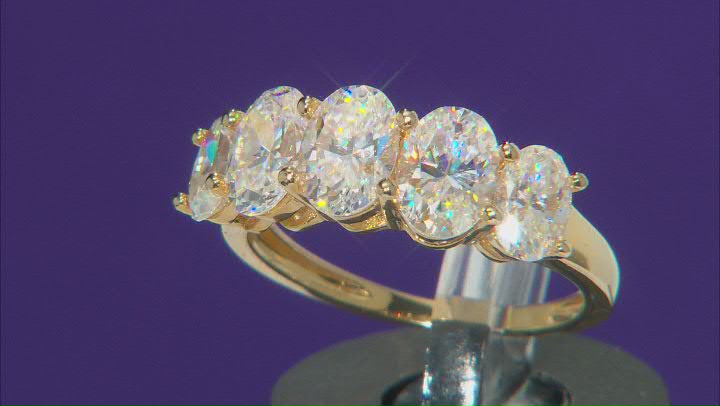 Strontium Titanate 18k yellow gold over sterling silver 5 stone ring 4.79ctw. Video Thumbnail
