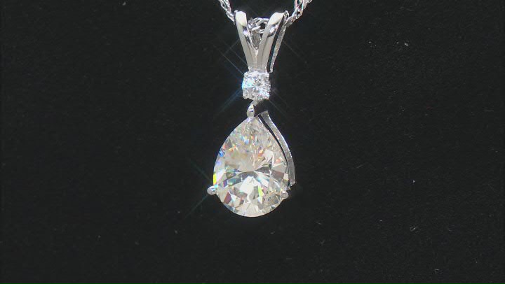 Strontium Titanate And White Zircon Rhodium Over Sterling Silver Pendant With Chain 2.05ctw Video Thumbnail