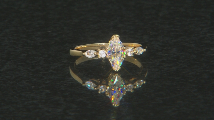 Strontium Titanate and white zircon 18k yellow gold over sterling silver ring 1.09ctw. Video Thumbnail