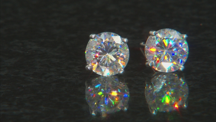 Strontium Titanate rhodium over sterling silver stud earrings 3.50ctw. Video Thumbnail