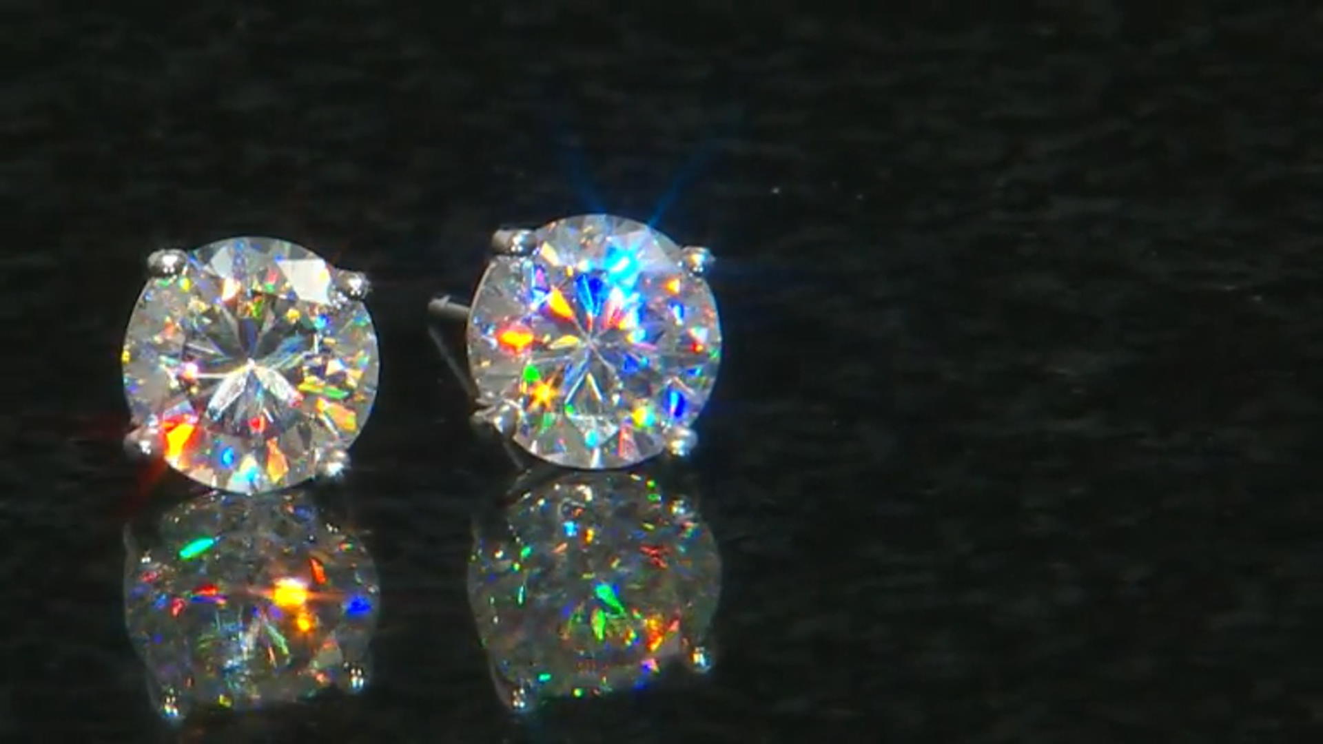 Strontium Titanate 18k yellow gold over sterling silver stud earrings 3.50ctw. Video Thumbnail
