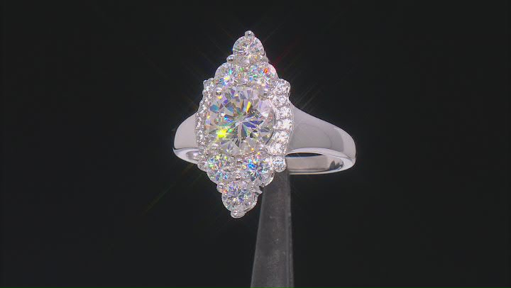 Strontium Titanate and white zircon rhodium over sterling silver ring 4.05ctw. Video Thumbnail