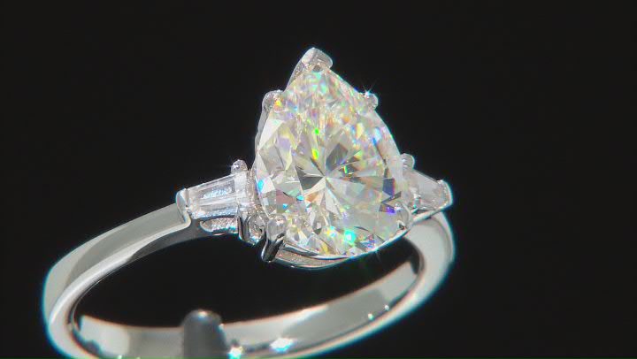 Strontium Titanate and white zircon rhodium over sterling silver ring 3.17ctw. Video Thumbnail