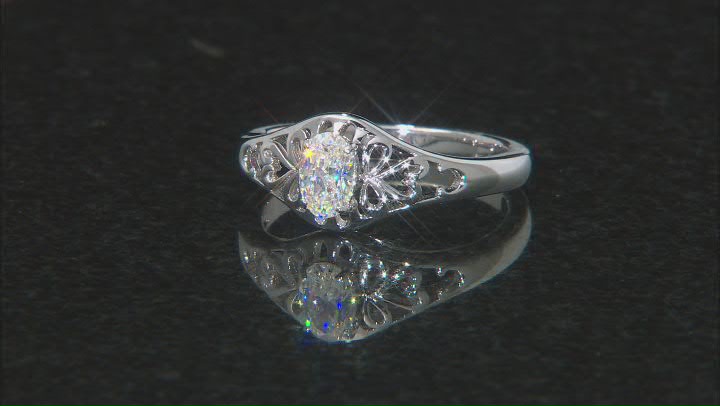 strontium titanate rhodium over sterling silver solitaire ring .50ct Video Thumbnail