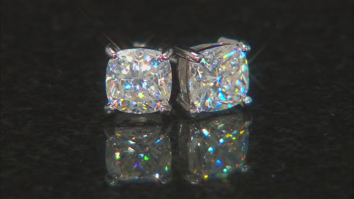 Fabulite Strontium Titanate rhodium over sterling silver stud earrings 2.70ctw Video Thumbnail