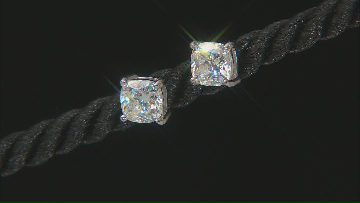 Fabulite Strontium Titanate rhodium over sterling silver stud earrings 2.70ctw Video Thumbnail
