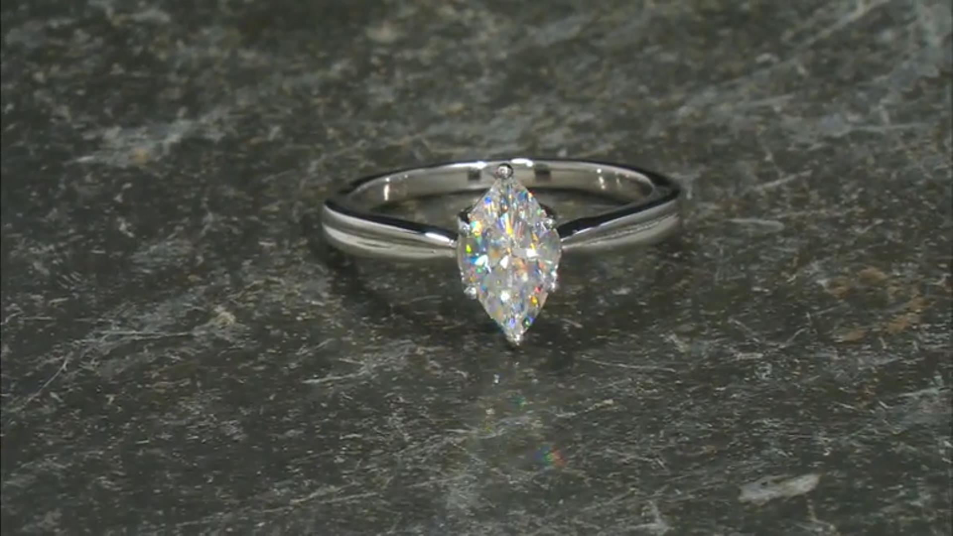 strontium titanate rhodium over sterling silver ring solitaire ring 1.25ct Video Thumbnail
