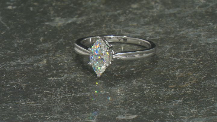 strontium titanate rhodium over sterling silver ring solitaire ring 1.25ct Video Thumbnail
