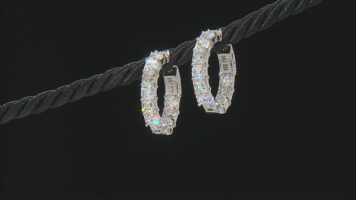 Strontium Titanate rhodium over sterling silver hoop earrings 8.80ctw Video Thumbnail