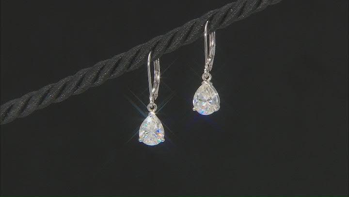 strontium titanate rhodium over sterling silver earrings 3.90ctw Video Thumbnail