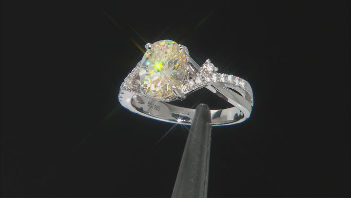 Candlelight strontium titanate and white zircon rhodium over sterling silver ring 2.39ctw Video Thumbnail