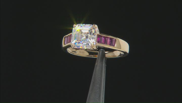 Strontium Titanate And Rhodolite 18k Yellow Gold Over Silver ring 3.90ctw Video Thumbnail