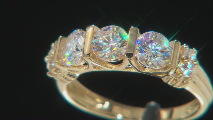 Strontium Titanate and white zircon 18k yellow gold over sterling silver ring 2.29ctw Video Thumbnail