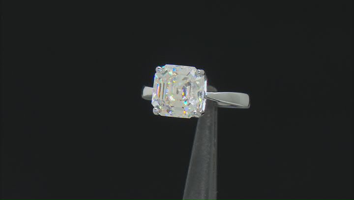 Strontium Titanate rhodium over sterling silver solitaire ring 6.25ct Video Thumbnail