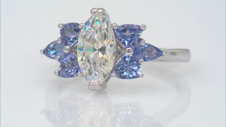 Strontium Titanate and tanzanite rhodium over sterling silver ring 3.35ctw Video Thumbnail
