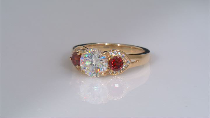 And Hessonite Garnet With White Zircon 18k Yellow Gold Over Silver ring 3.32ctw Video Thumbnail