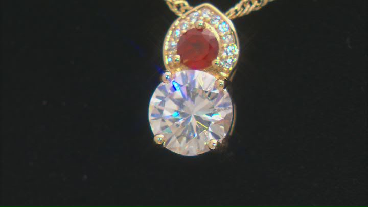 And Hessonite Garnet With White Zircon 18k Yellow Gold Over Silver Pendant ctw Video Thumbnail
