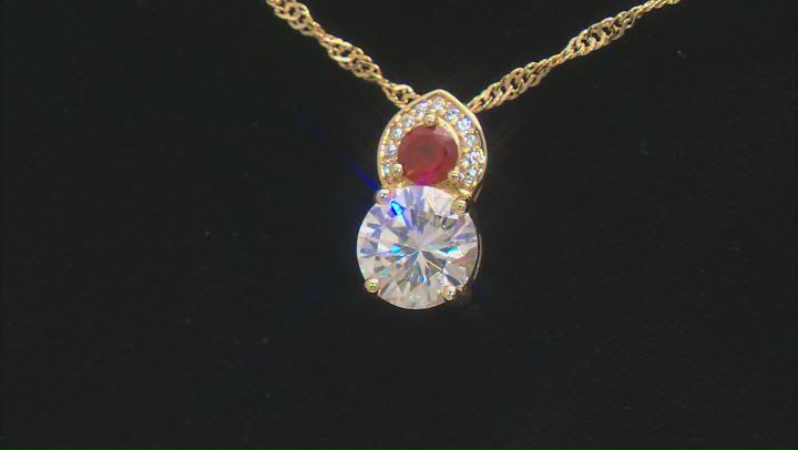 And Hessonite Garnet With White Zircon 18k Yellow Gold Over Silver Pendant ctw Video Thumbnail