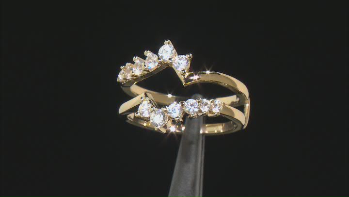 Strontium Titanate And White Zircon 18k Yellow Gold Over Silver Ring With Guard 4.53ctw Video Thumbnail